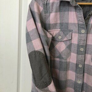 ROOTS Canada Park Plaid Flannel Buffalo Check Button Down Shirt Elbow Patches M